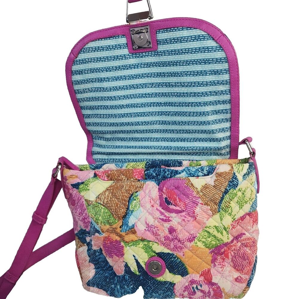 Vera Bradley Pink Crossbody Purse Bag Multicolor Carson Superbloom Pattern RFID - Picture 7 of 13